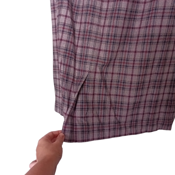 Vintage Plaid Wool Midi Skirt - Picture 3 of 10